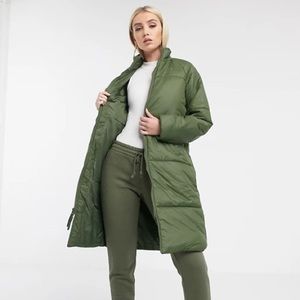 NEW Converse Khaki Green Longline Padded Coat